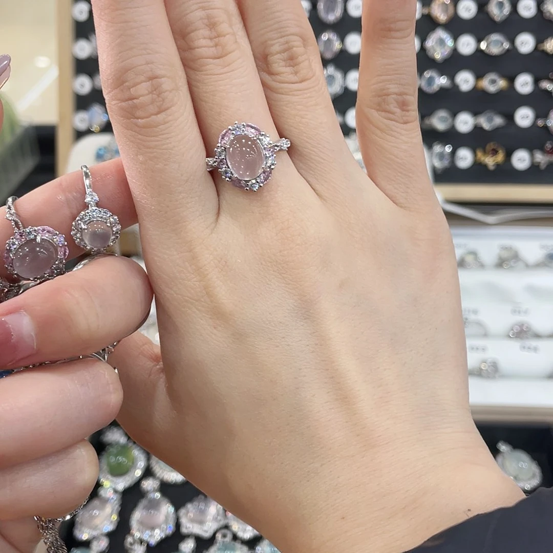 芙蓉石戒指银S925镶嵌L****！