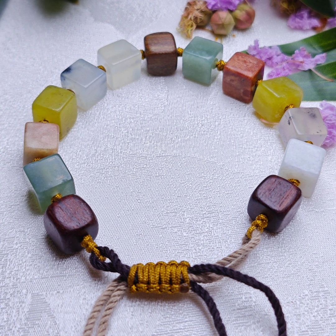 岫玉手工方糖手链/HGZ-XYSC-19（多样性发货）