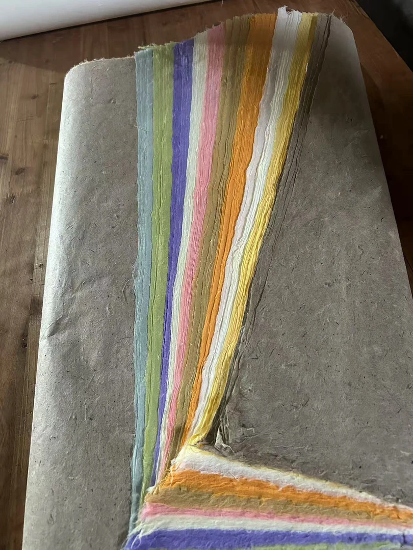 四尺清水云龙彩色皮纸长纤维手工宣纸小楷书法小写意半生半熟