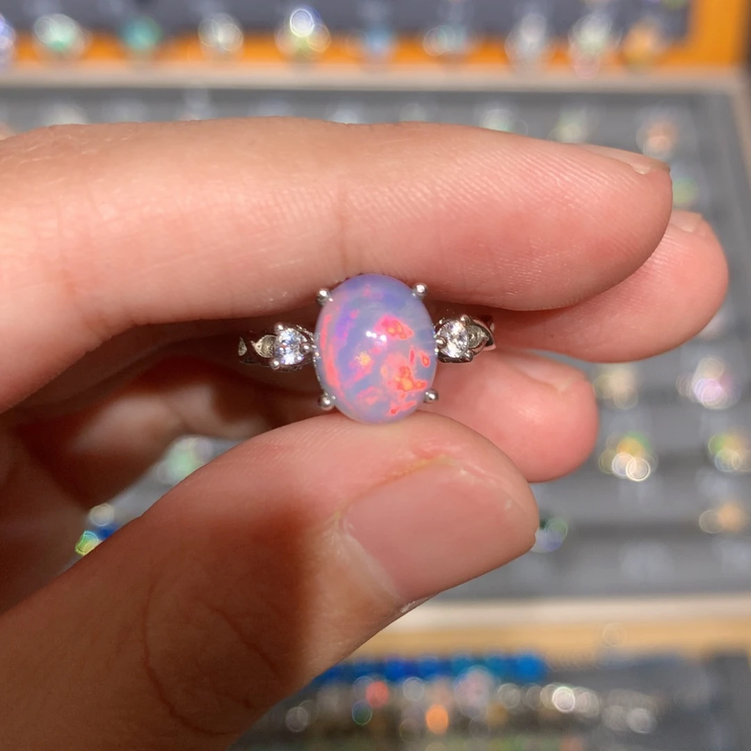 银S925镶嵌欧泊欧泊戒指y