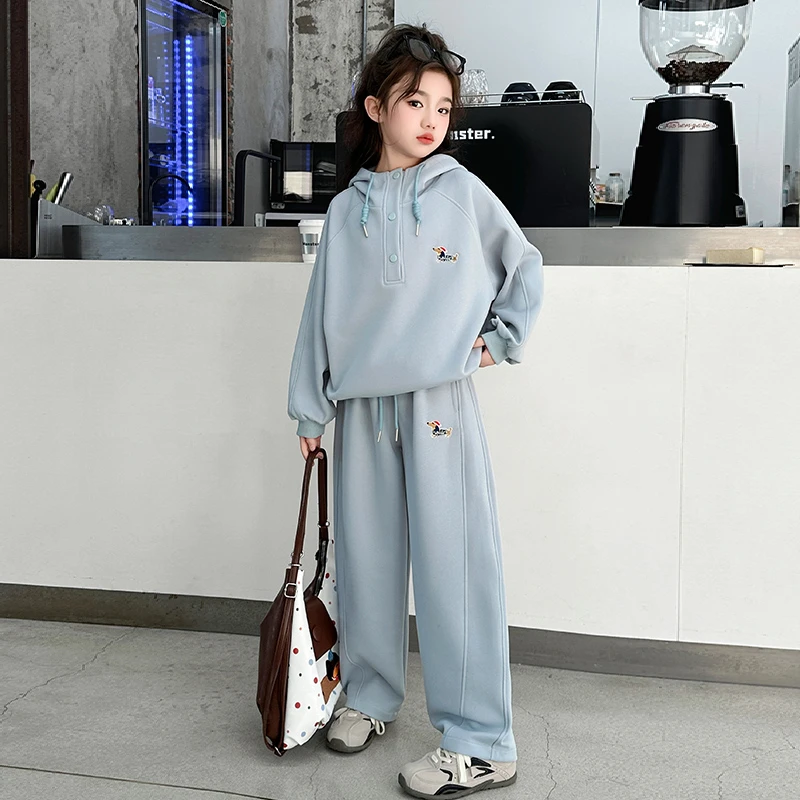 女童春装套装韩范洋气2025新款中大童甜美时尚女孩两件套连帽宽松