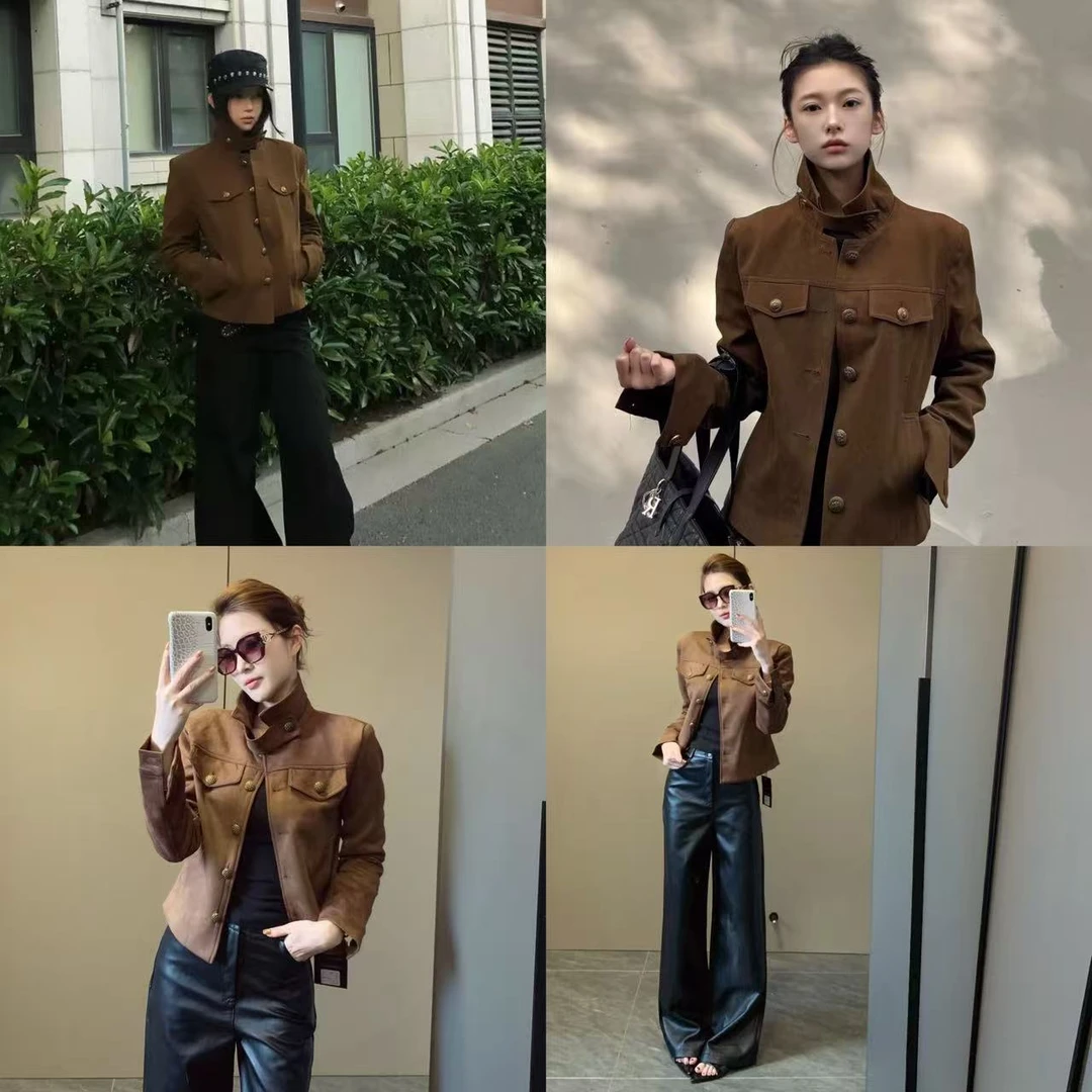 16689【东京故事】自制款！私服拽姐麂皮外套