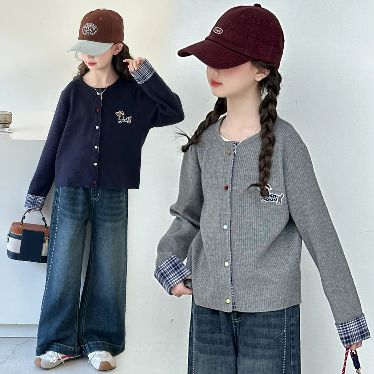 女童毛衣外套2025新款秋季儿童洋气时髦针织开衫中大童韩系针织衫