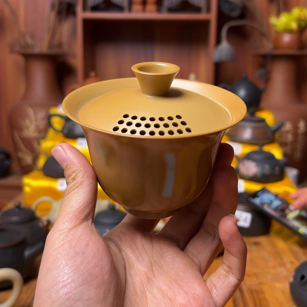 乐烧两才刀片盖碗全品无暇