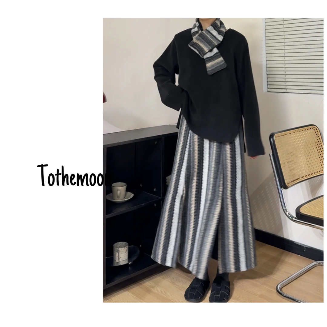 UpSd 原创【路西法】法式加绒加厚显瘦裙裤冬季时尚高腰垂感中长款