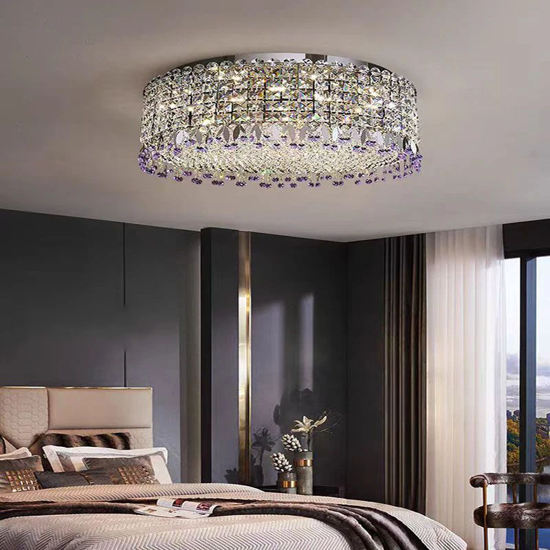 10轻奢水晶灯简约主卧灯别野餐厅灯创意水晶吸顶灯复式挑空客厅灯