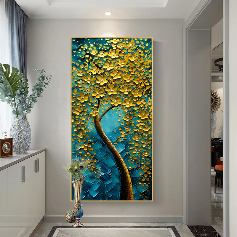 新款钻石画竖版玄关摇钱树风景画满钻全贴魔方圆钻石画卧室客厅