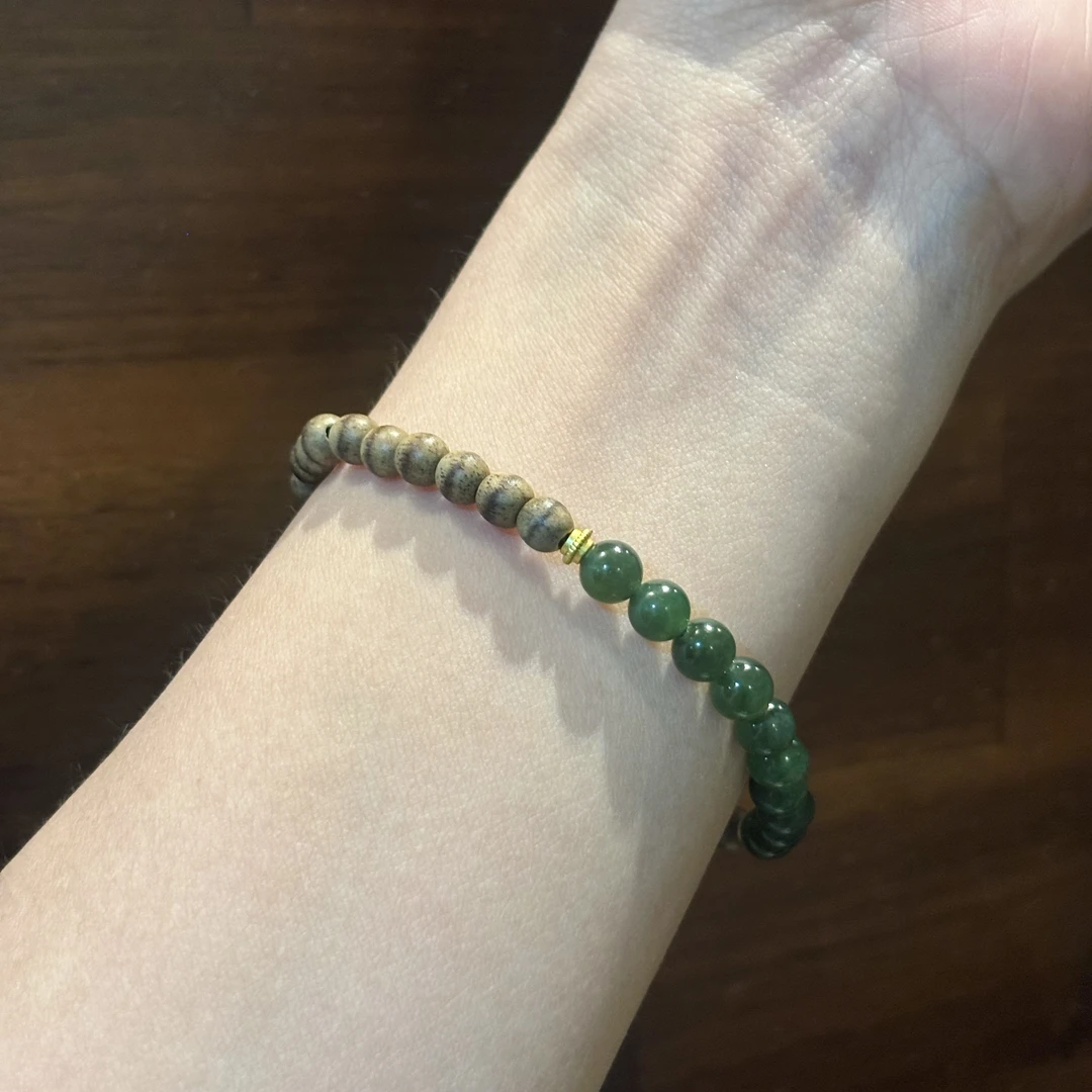 沉沉和田玉半山半水手串5mm-DA022多样性发一