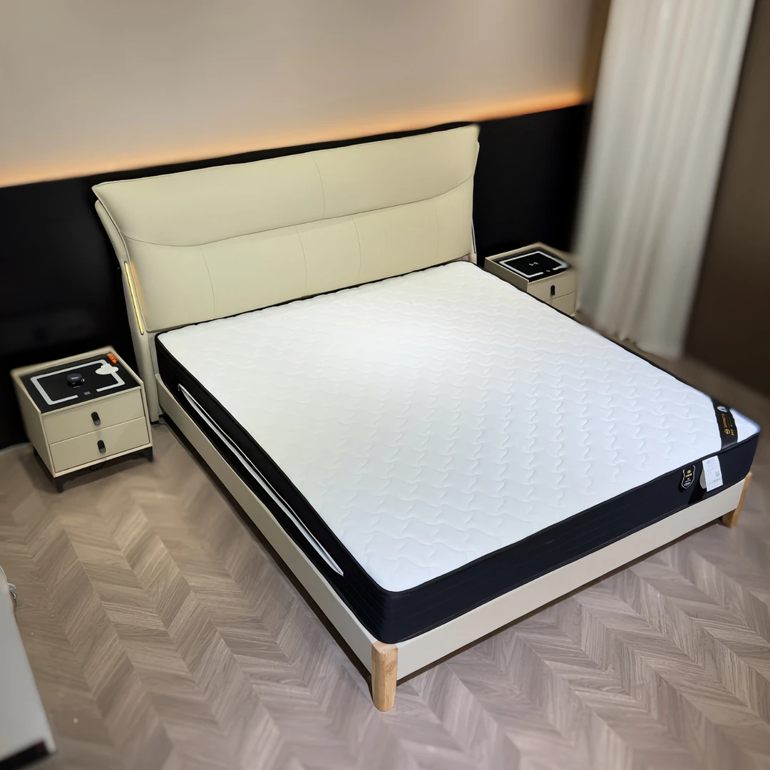 【锦上添花】A3|头层牛皮床轻奢简约双人床主卧室婚床实木框架软床