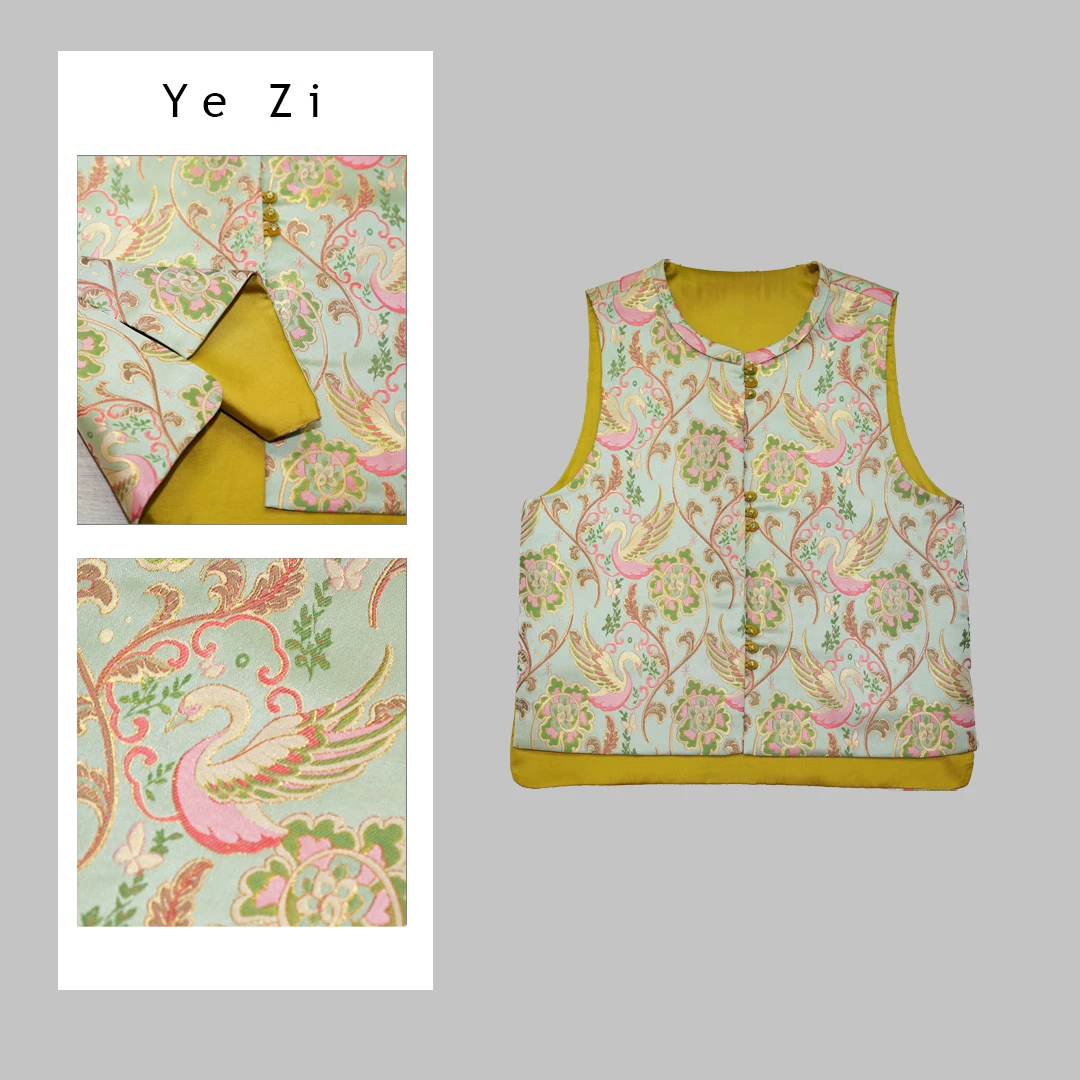 【缠枝天鹅湖】YEZI时尚百搭复古宽松中式印花民族风马甲HF-870214