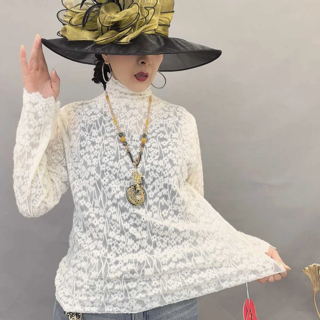 079冬季新款爆款高贵上档次百搭镂空净色高领打底上衣