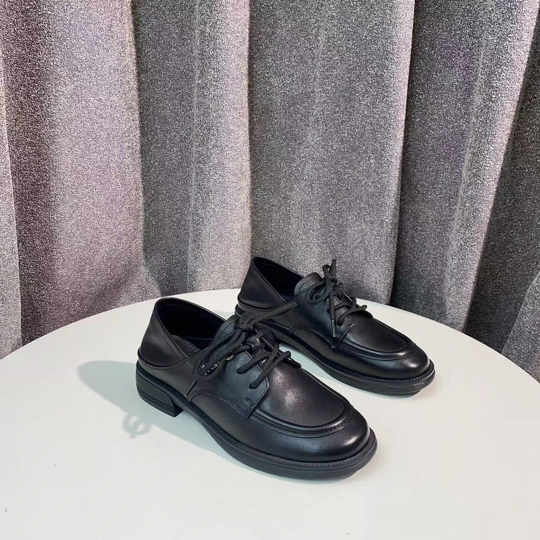 C1477  黑色  时尚百搭圆头超软低跟深口女士乐福鞋