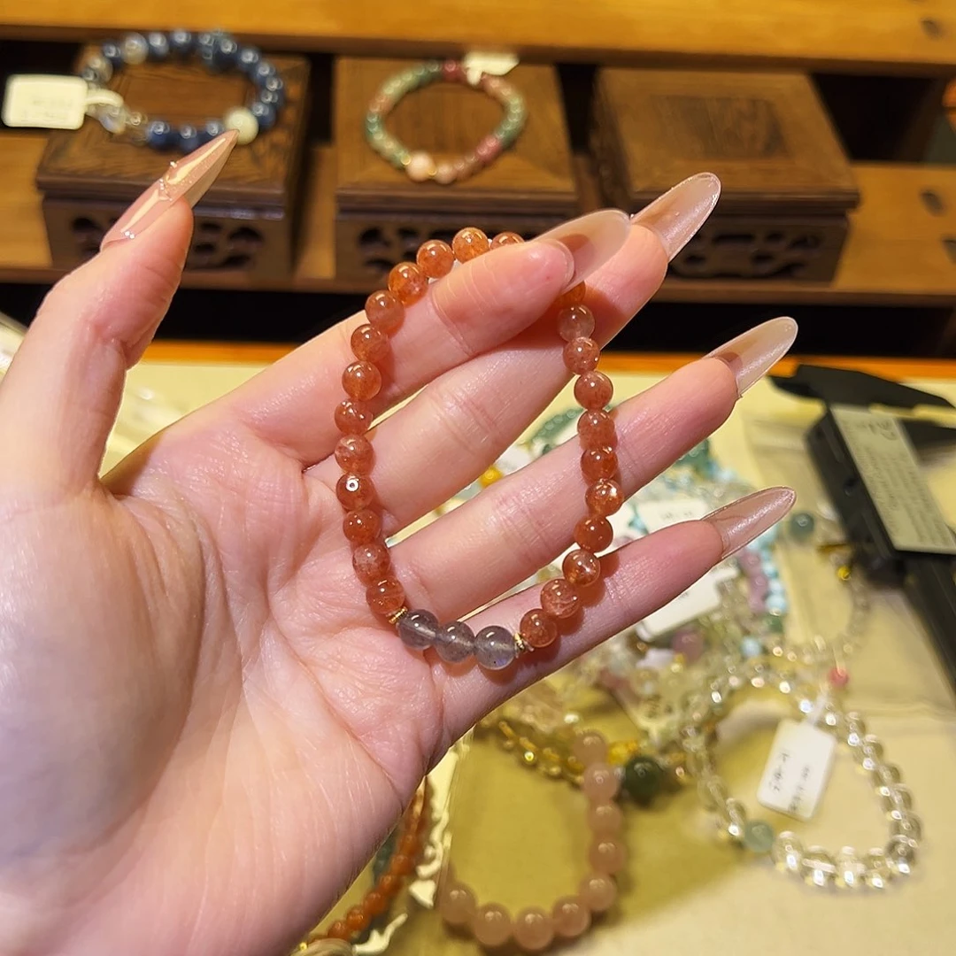 水晶手链银S925镶嵌金太阳