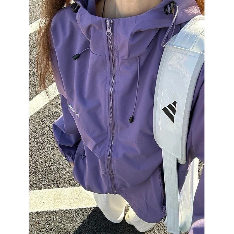 cleanfit绝绝紫夹克男款秋季美式户外登山防风防水冲锋衣连帽外套
