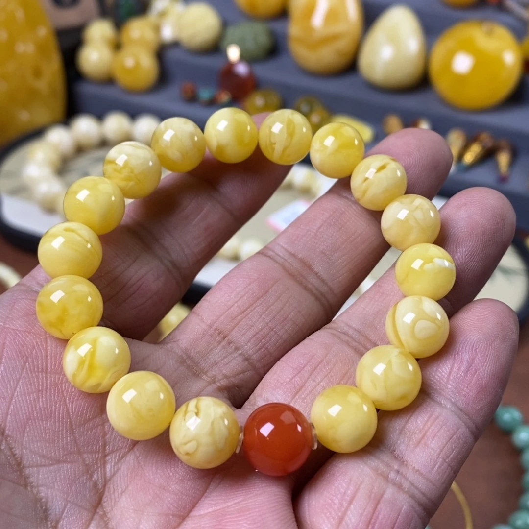 琥珀未镶嵌手链原矿蜜蜡假一赔三