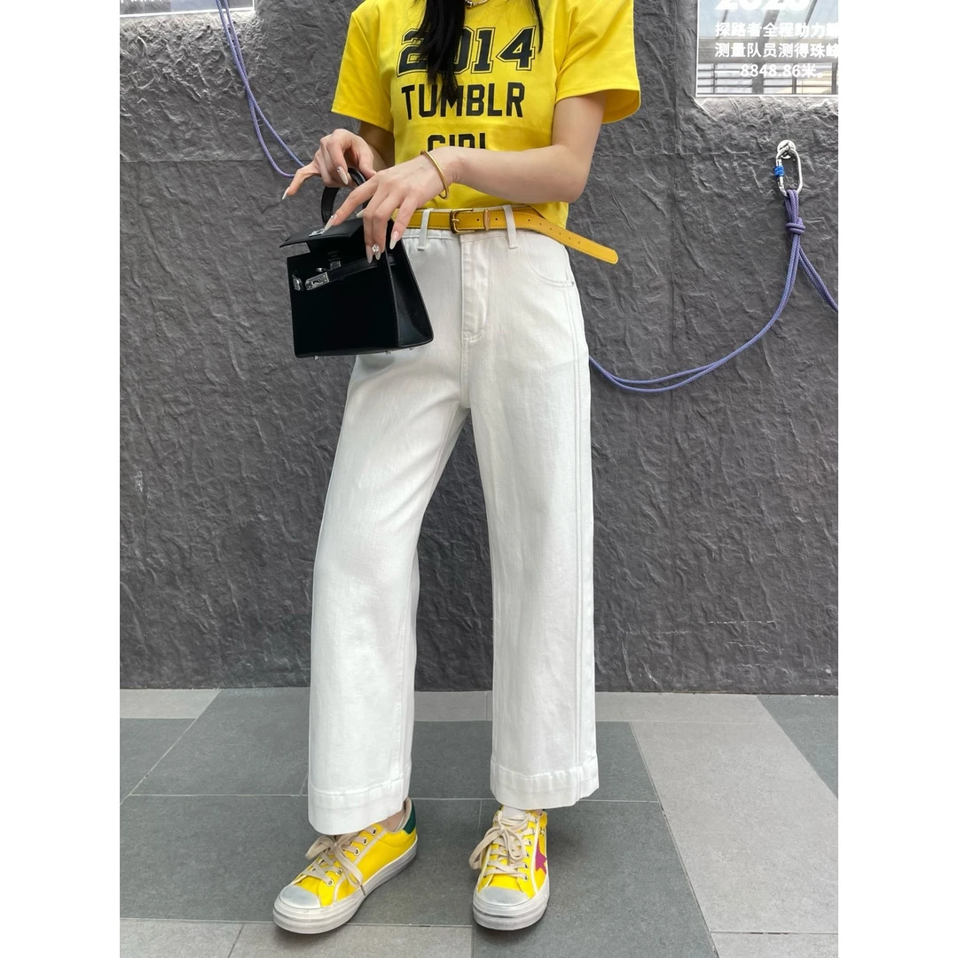 晶姐-61118法棍裤女装春夏季简约韩版网红春夏洋气时尚百搭牛仔裤