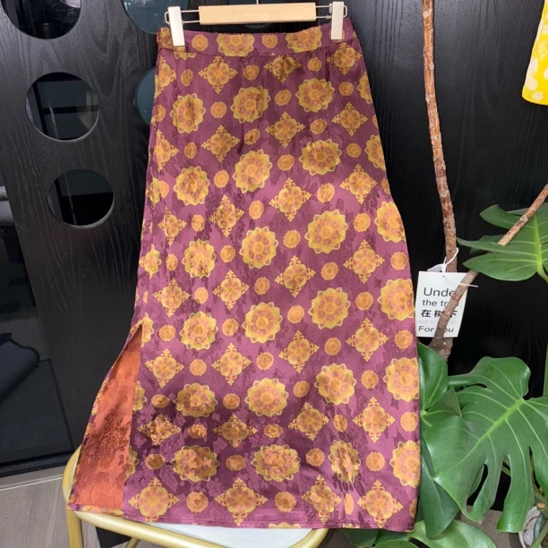 定制 “宝相花” 侧开叉 高级感提花 新中式复古显瘦半身裙