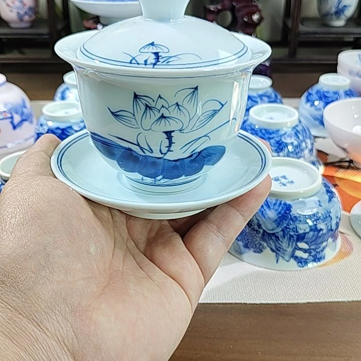 景德镇手工手绘画釉下彩1300º高温烧制容量130左右