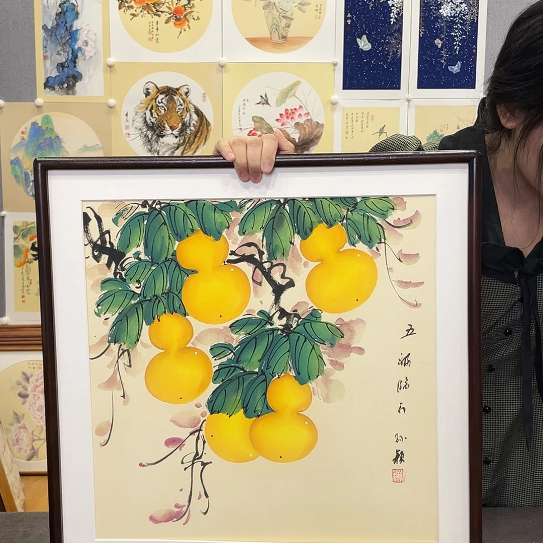 国画手绘带框尺寸：53*53