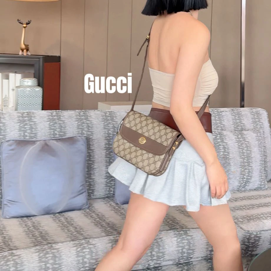 修复品618204/GUCCI/古驰老花马鞍包 配皮换新