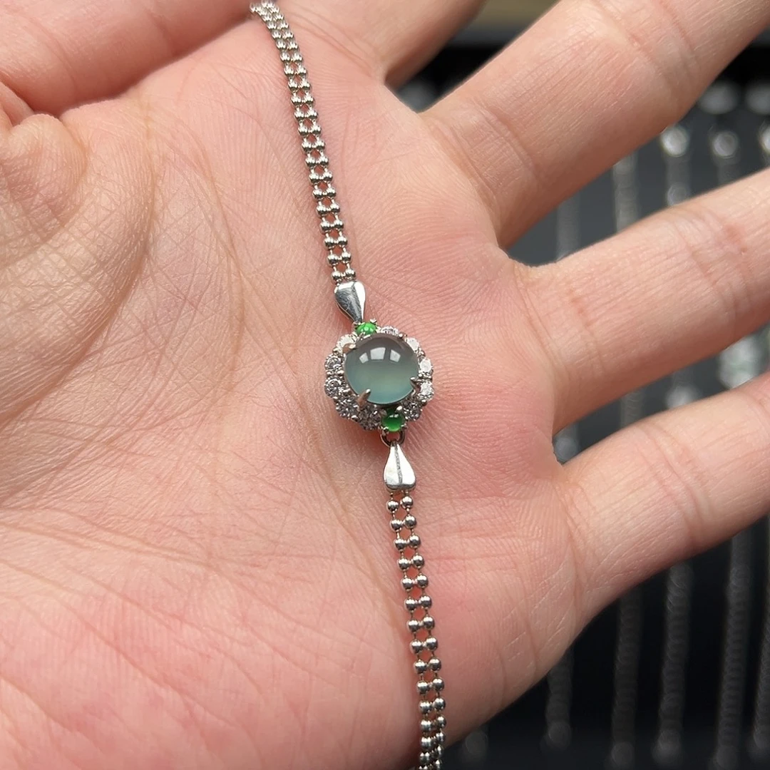 翡翠银S925镶嵌手链