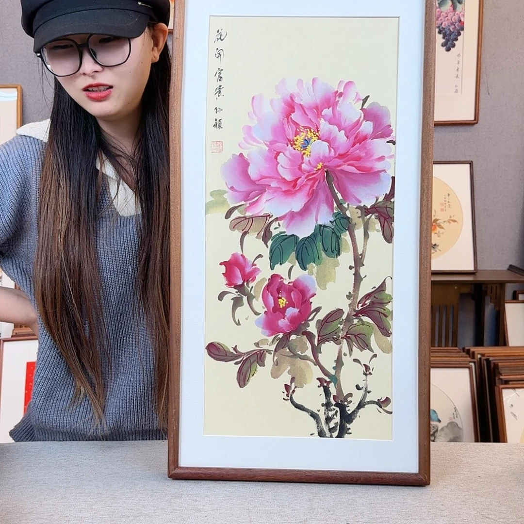 书法纯手绘，纯手写带框尺寸：36×69厘米