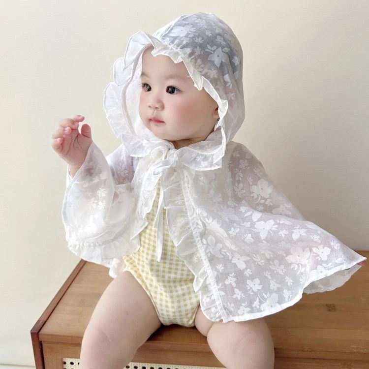 婴儿防晒斗篷夏季薄款公主披肩婴幼儿女孩防晒衣宝宝外出披风斗篷