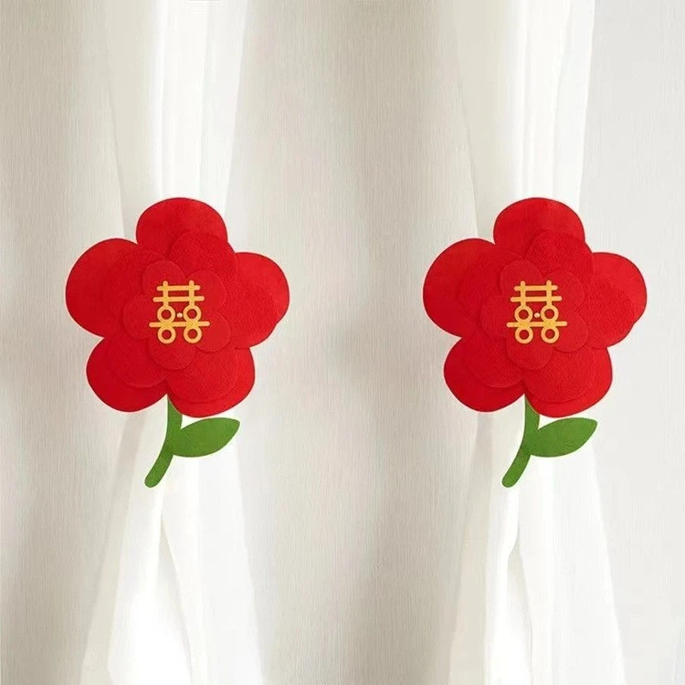 创意时尚结婚房布置新房客厅窗帘绑带拉花装饰婚礼房间绑饰高级感