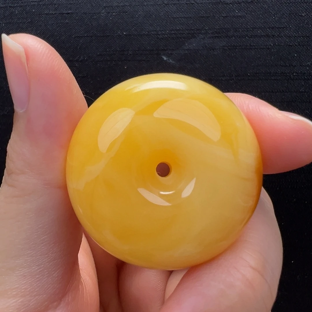 琥珀未镶嵌裸石焦皮平安扣