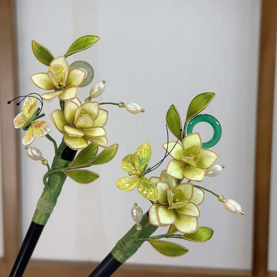 非遗绒花掐丝茉莉花发簪 赠你茉莉愿你莫离