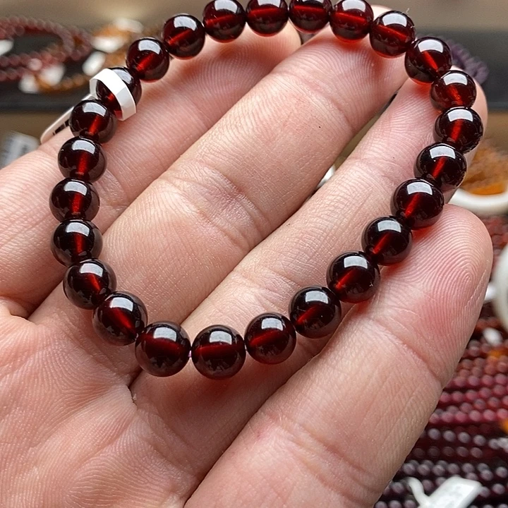 未镶嵌手链石榴石7.3mm正红色