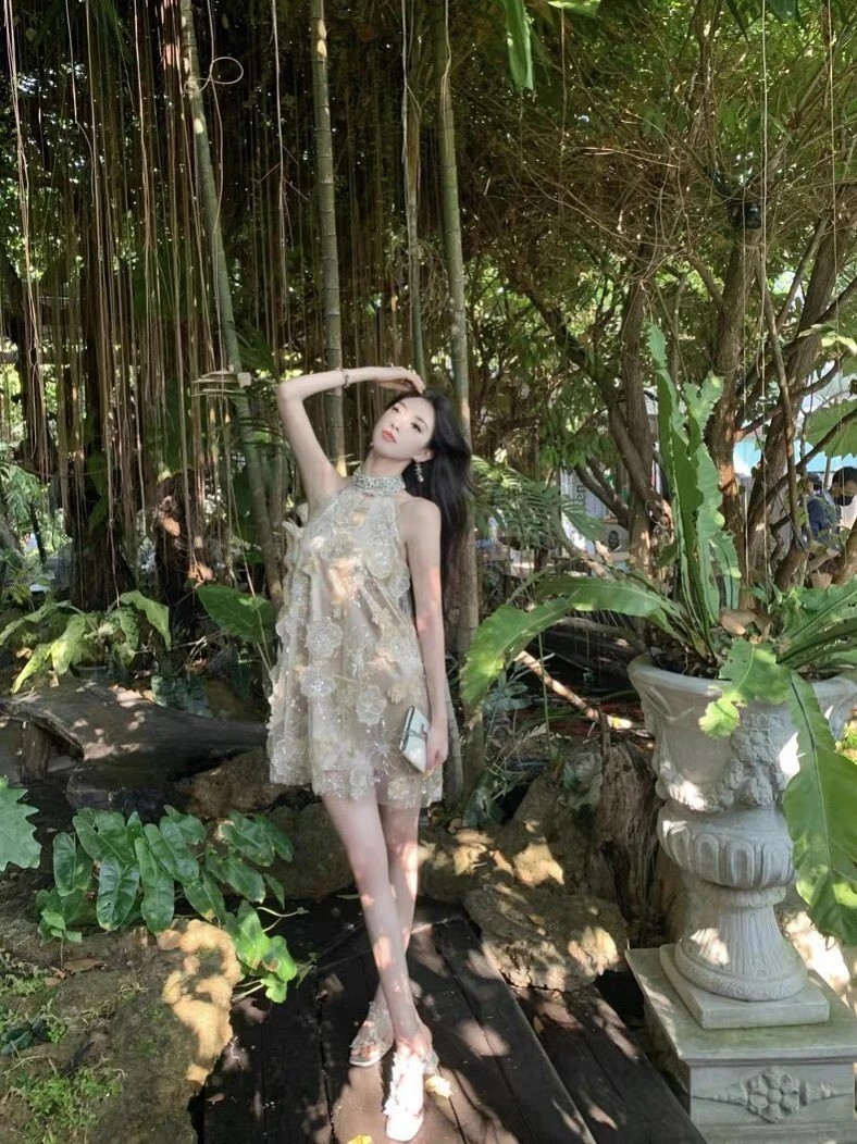 南油高货手工款富家千金名媛风连衣裙