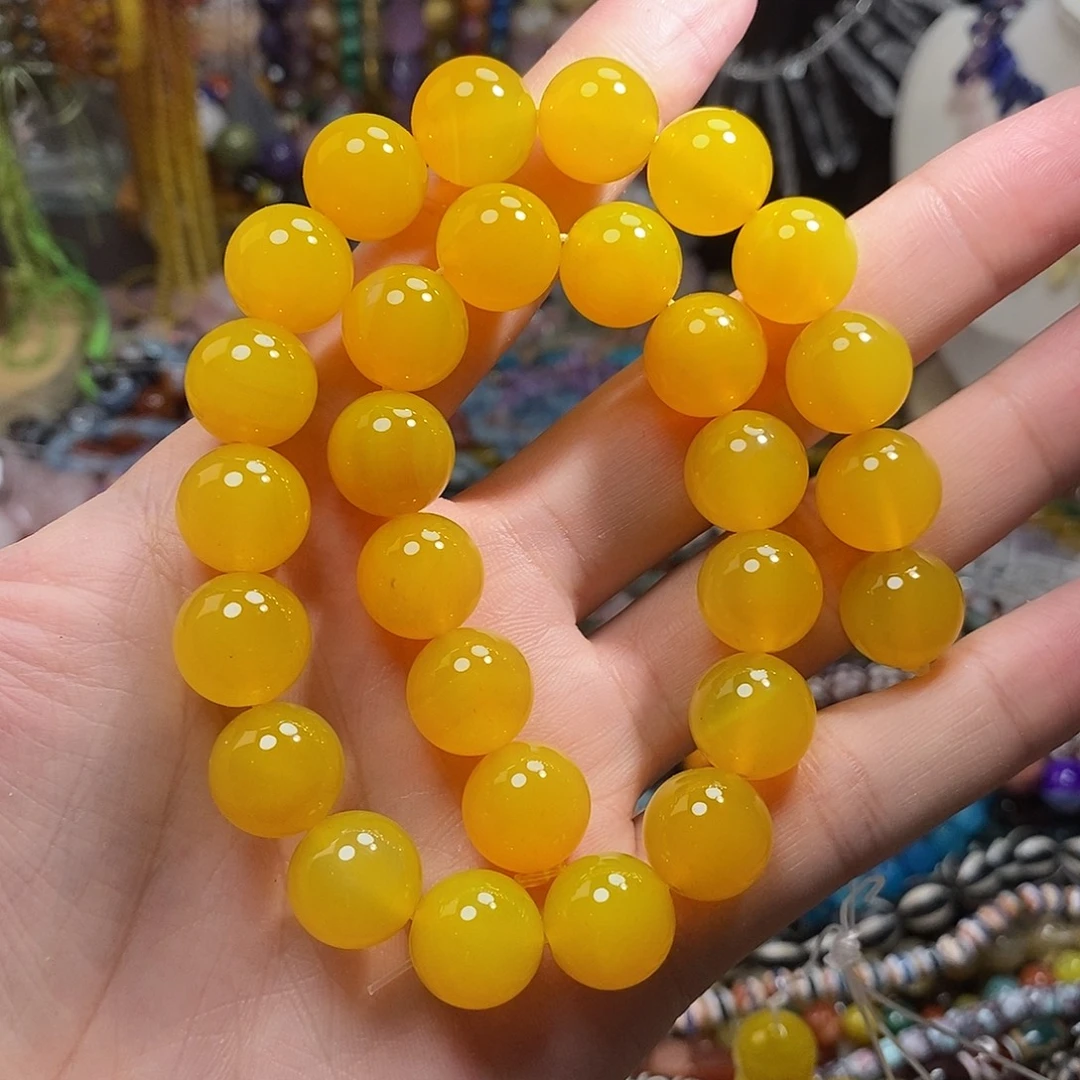 未镶嵌，A黄玛瑙14mm，石英质玉
