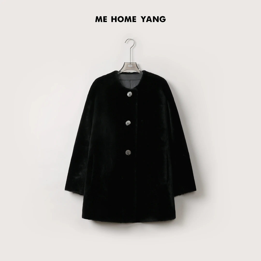 ME【黑赫拉】西班牙进口羊皮毛一体保暖高端一手长皮草外套MEQA5077