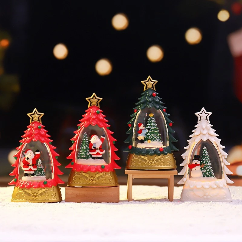 圣诞节圣诞树灯小雪人老人摆件礼物装饰品八音盒雪花水晶球音乐盒