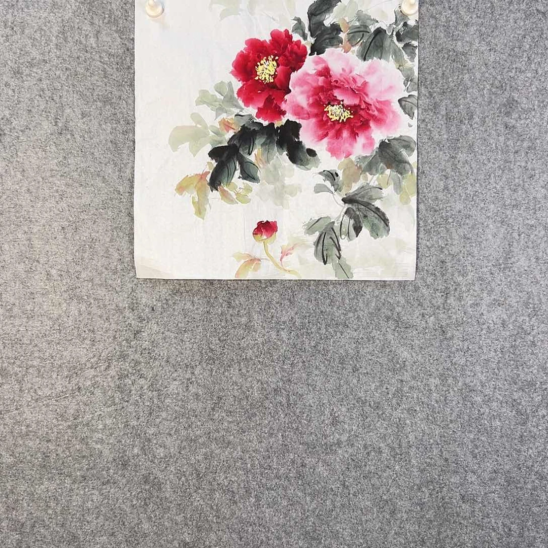 国画473 花鸟在树丛的顶端鸣叫叫声