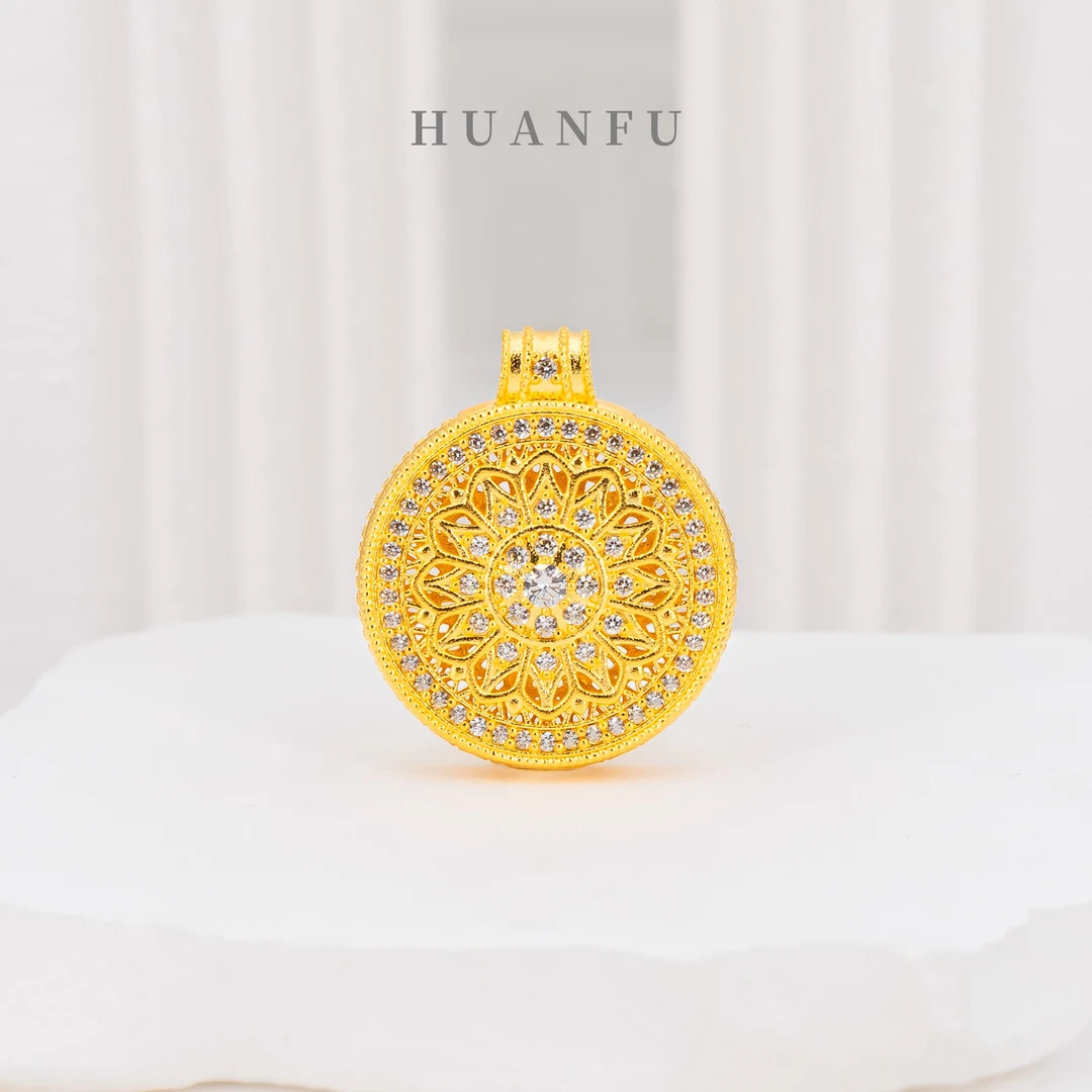 吊坠足银 玫瑰花窗吊坠 厚包工艺  精美挂坠 轻奢百搭时尚镶嵌