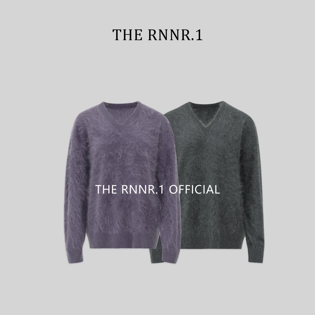 THE RNNR.1重磅羊绒拉绒 V领 宽松 套头毛衣