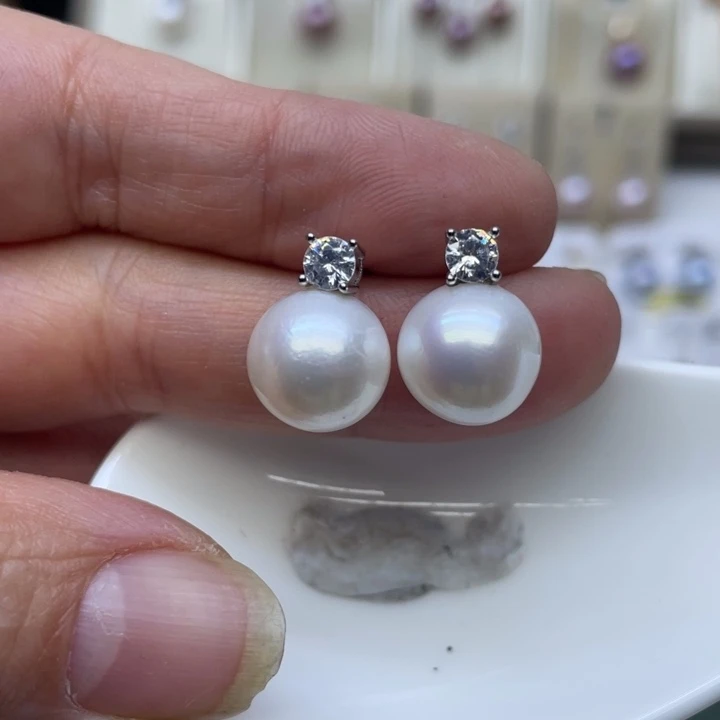 淡水珍珠耳饰银S925镶嵌