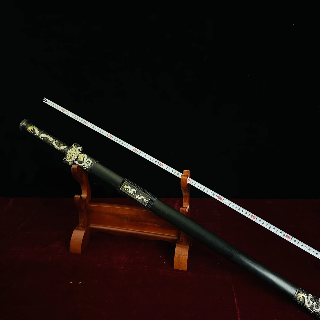 龙泉传统宝剑手工锻打黑檀木翘自炼钢工艺品收藏品未开刃