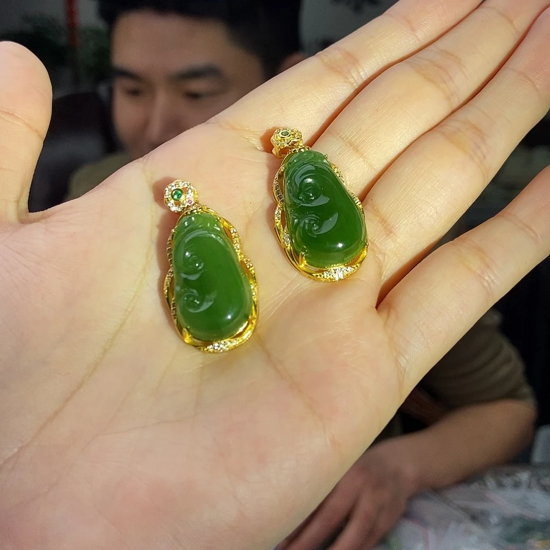 和田玉颜色多样性发拍一发一银S925镶嵌