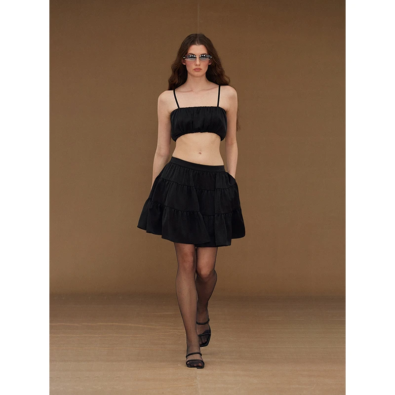 randpickee | touch系列-缎面褶皱吊带抹胸