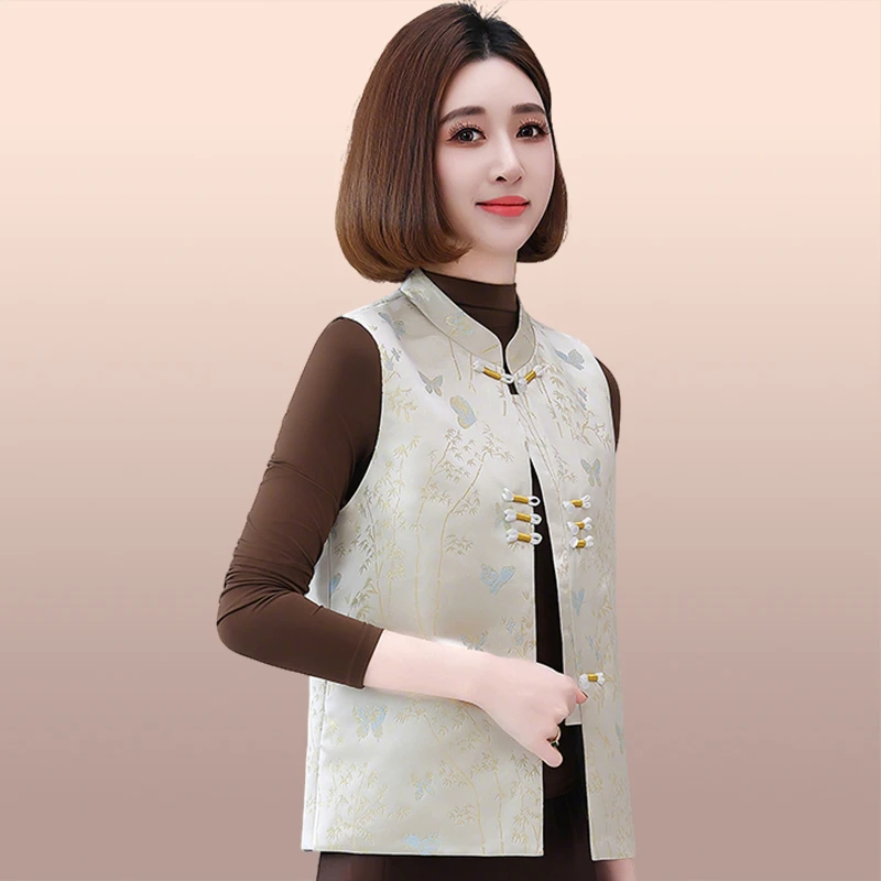 国风盘扣马甲女时髦洋气2025新款春秋中年妈妈马夹坎肩新中式上衣