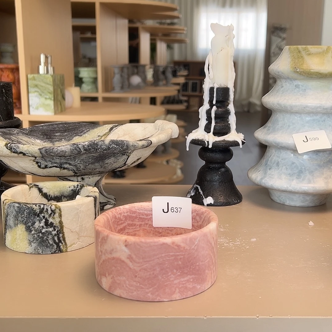 石材J637提夫尼粉宠物碗