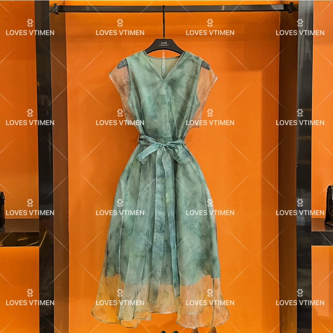 【vian专属】夏季新款设计师款气质国风显瘦收腰连衣裙LOVES-A784