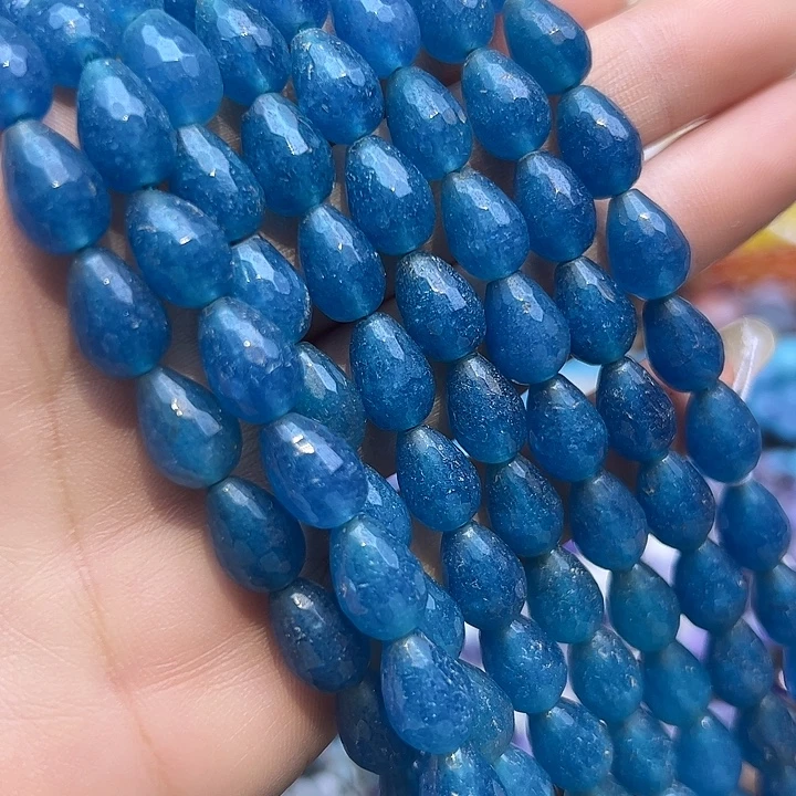 玛瑙/玉髓未镶嵌珠宝半成品T377  8×12m天然石英质玉刻面水滴两条