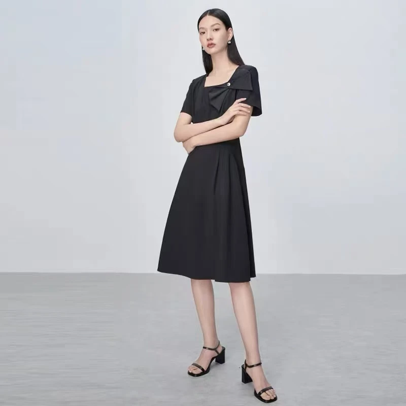 【W038连衣裙】萱萱专属2025新款黑色夏季气质时尚中长款连衣裙
