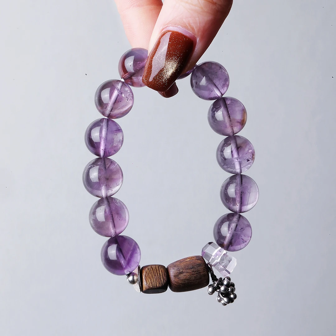 925银手链 S09484<紫葡萄>晶晶紫色串珠手链