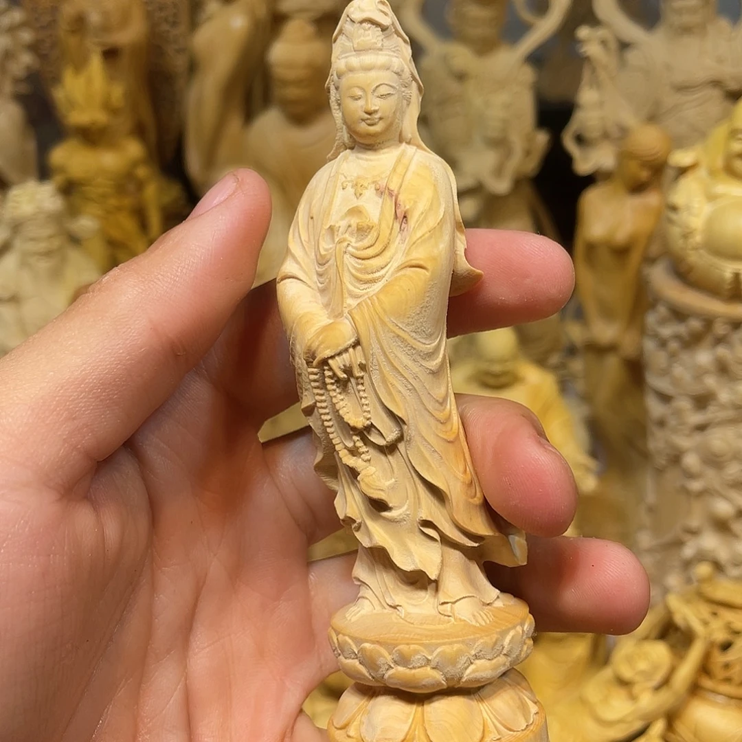 黄杨木小瑕疵念珠观音