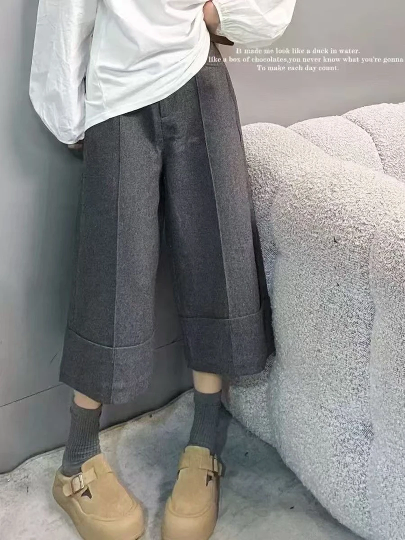 【SFF推荐】FIZZFLY 25春款简约气质八分裤百搭洋气针织直筒ol 5635